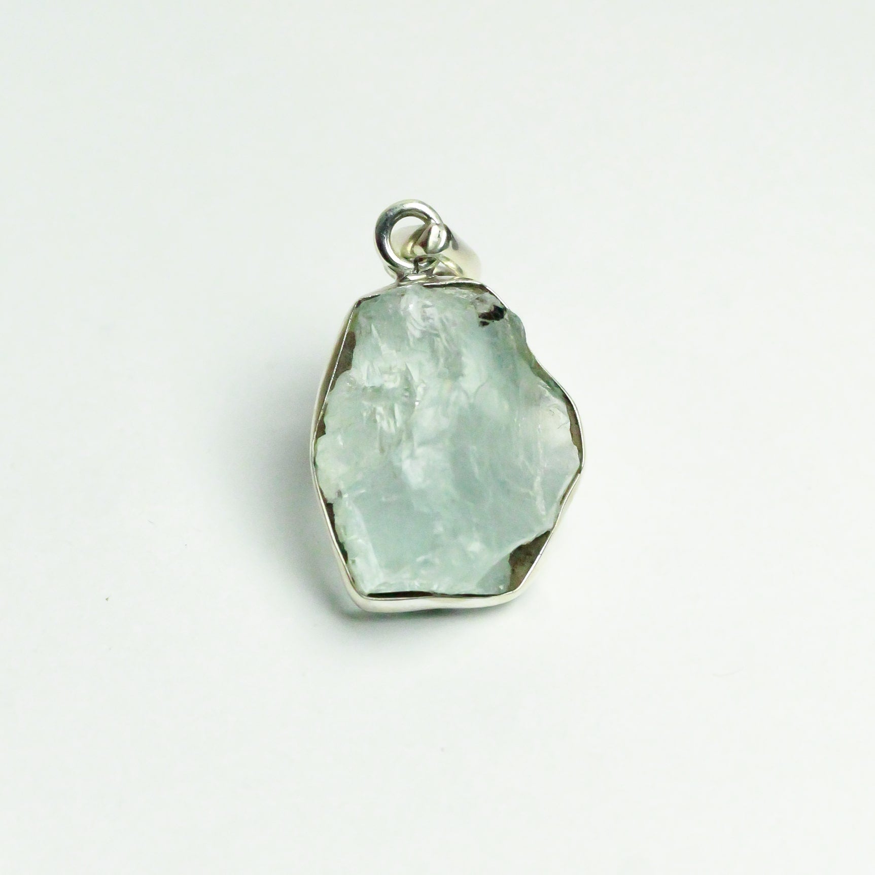 Real Aquamarine Silver Pendant