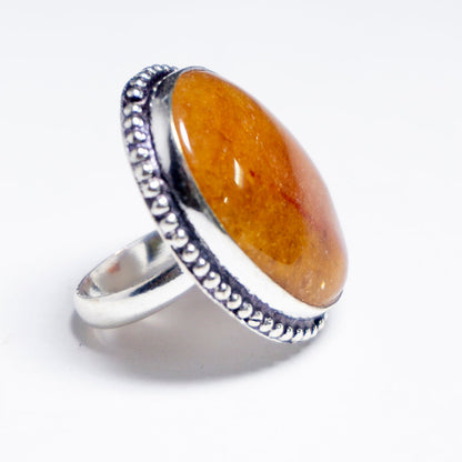 Golden Quartz Crystal And Stone Ring Jewellery