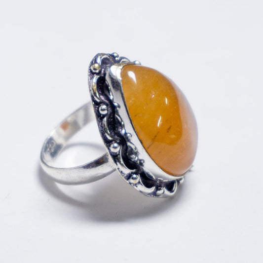 Golden Quartz Crystal And Stone Ring Jewellery