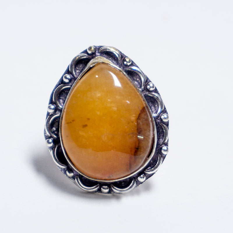 Golden Quartz Crystal And Stone Ring Jewellery