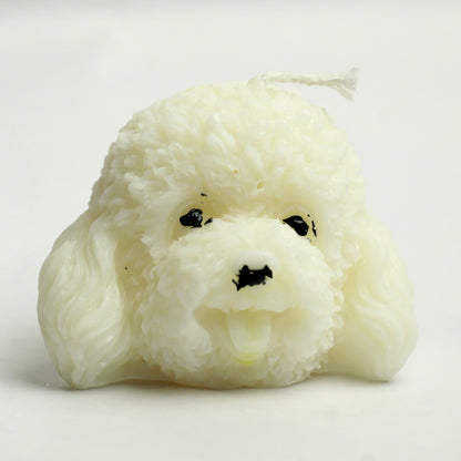 Real Dog Face Figure Candle White