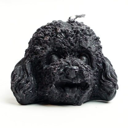 Real Dog Face Figure Candle Black