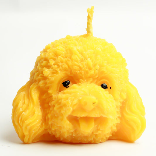 Real Dog Face Figure Candle Yellow