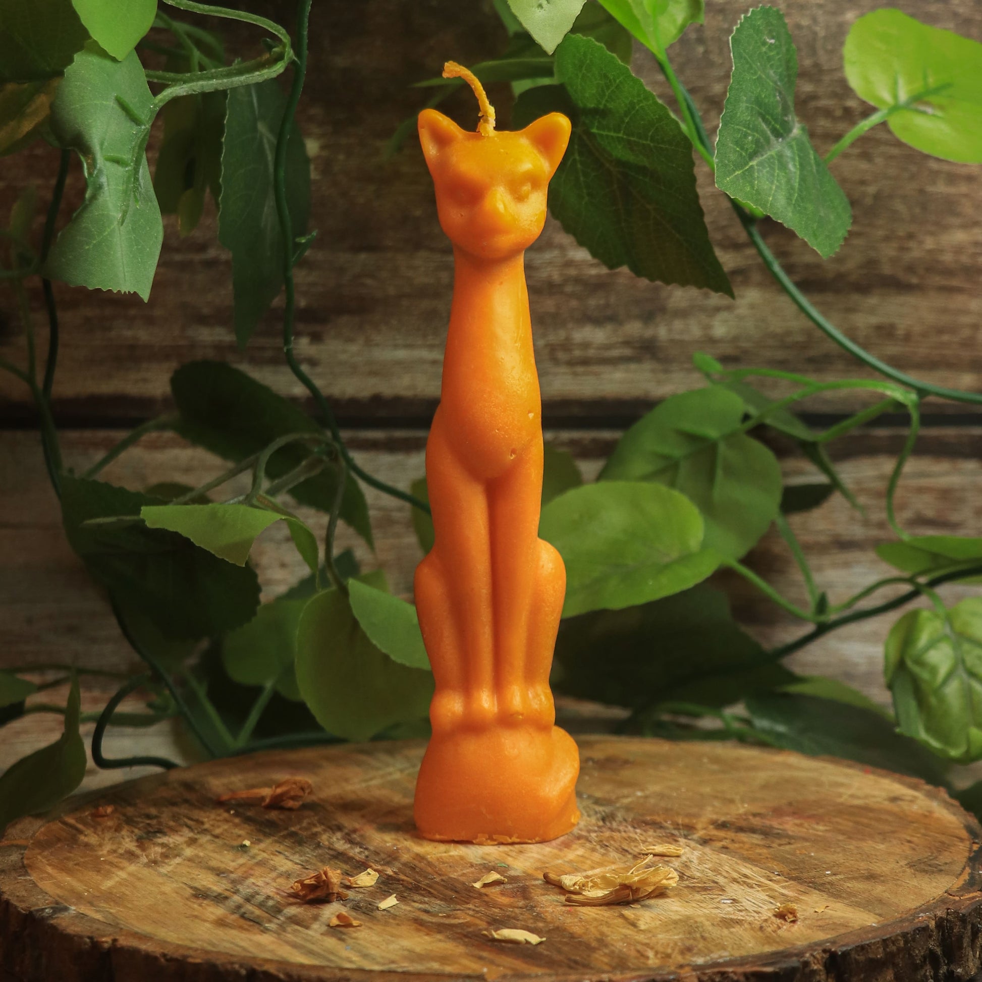 Real Cat Figure Candle Yellow