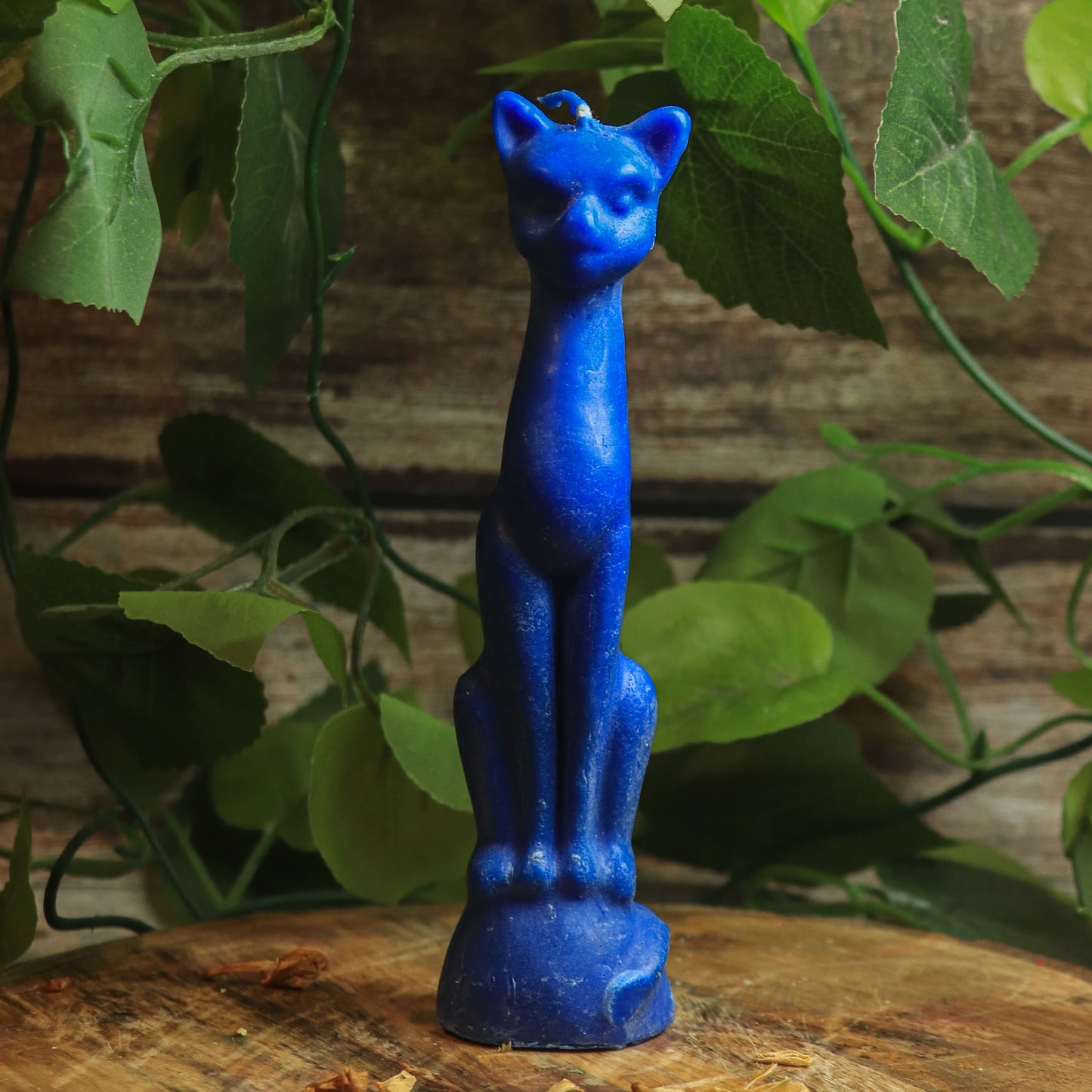 Real Cat Figure Candle Blue