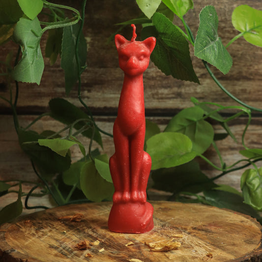 Real Cat Figure Candle Red