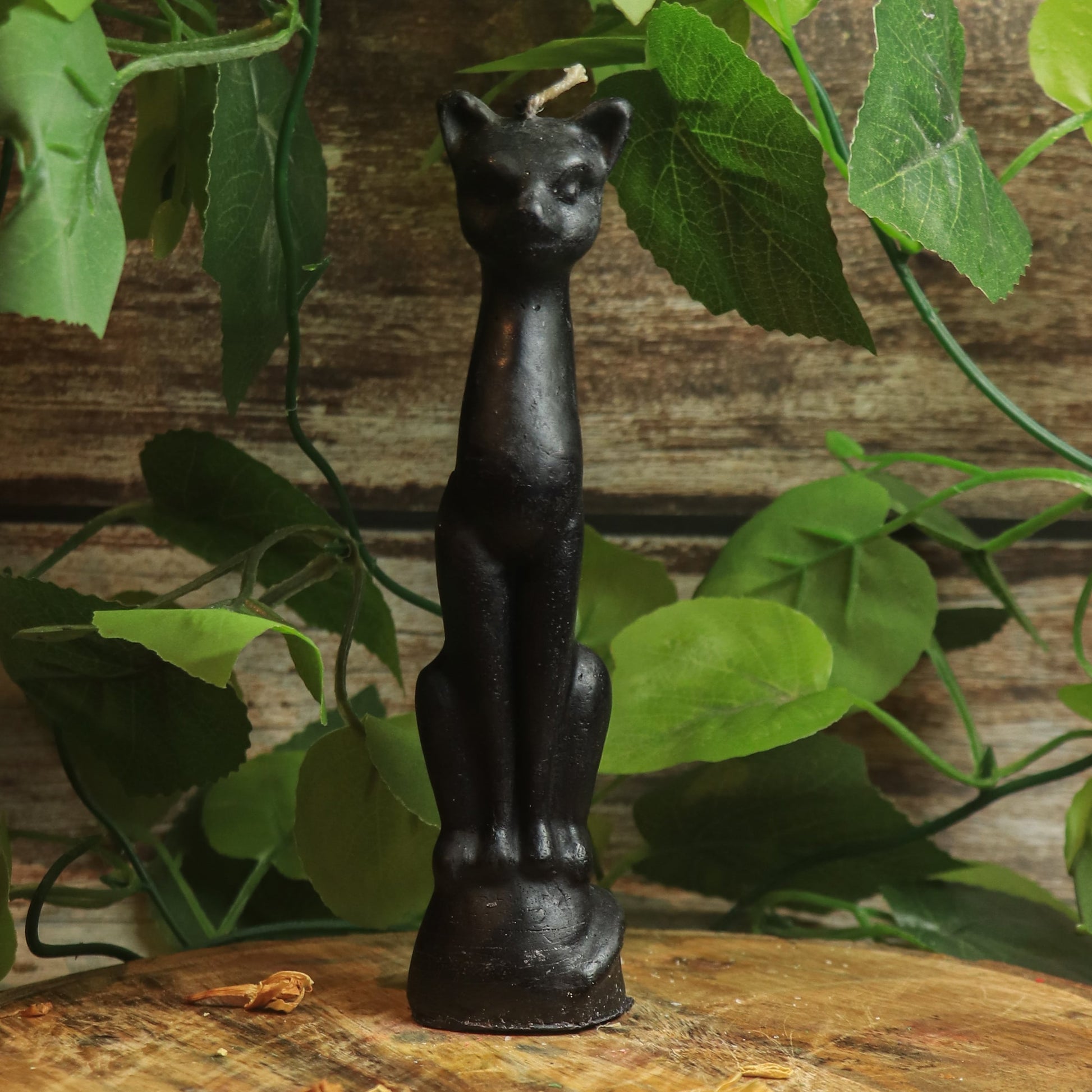 Real Cat Figure Candle Black