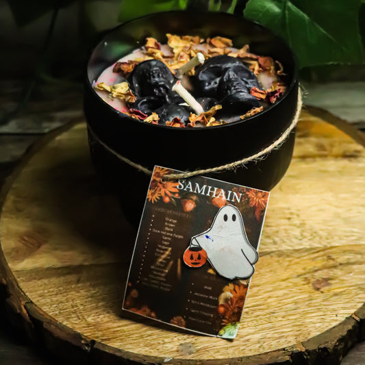 Real Black Skull Top Halloween Intention Candle