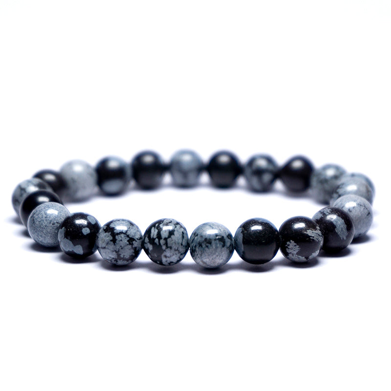 Snowflake Obsidian Bracelet Crystal And Stone Bead Bracelet Jewellery 8 mm