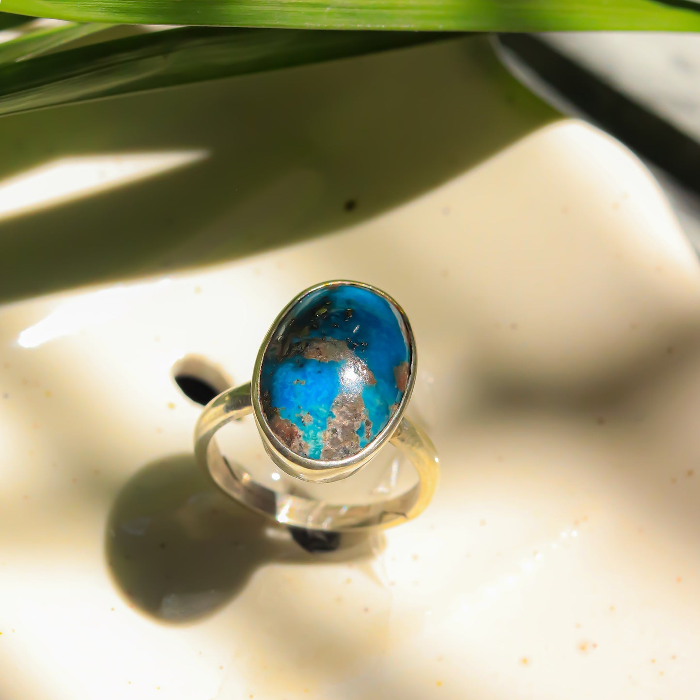 Real Pure Iranian Turquoise Firoza  Ring ( Oval)