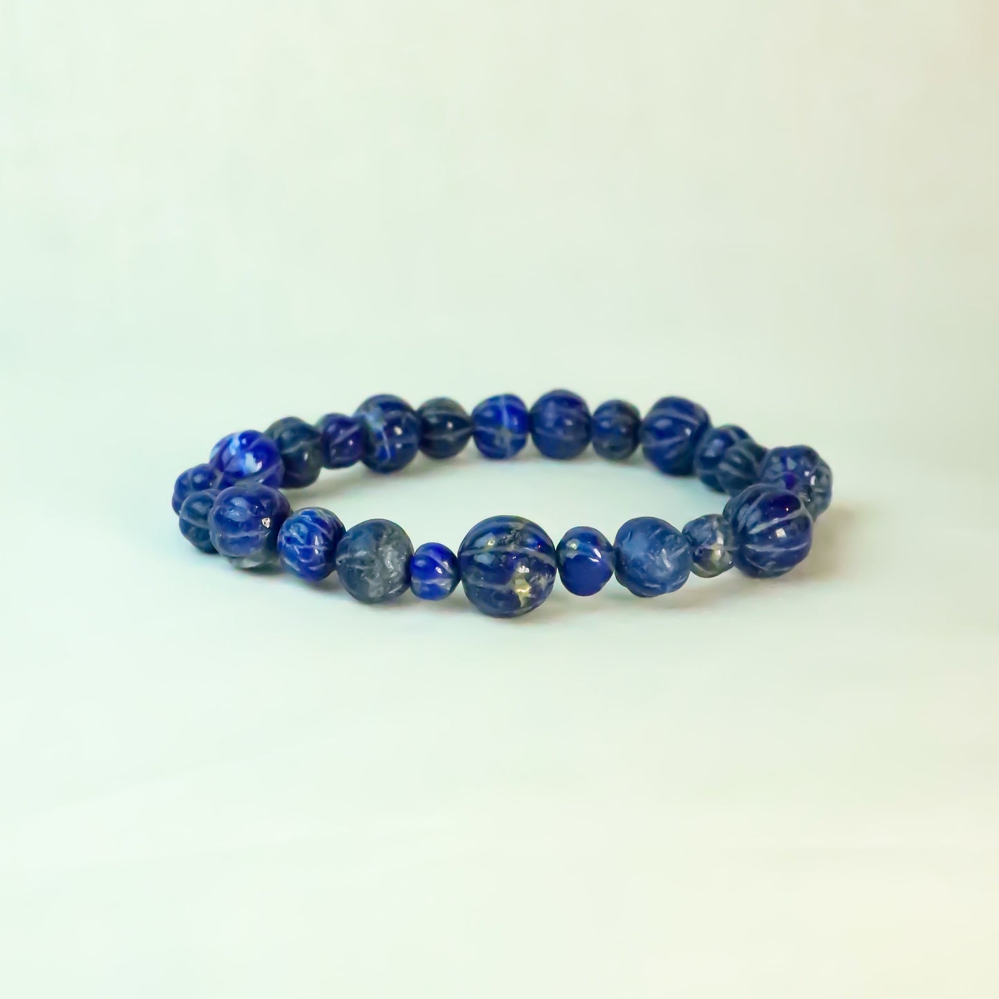 Real Lapis Lazuli Melon Bead Bracelet