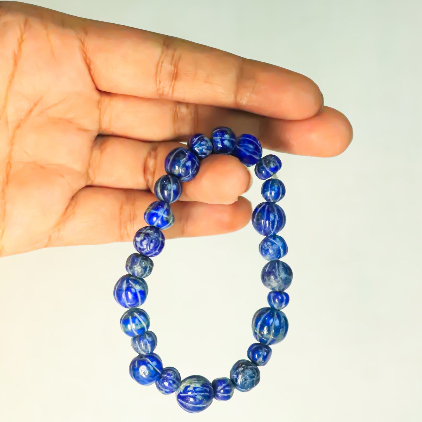 Real Lapis Lazuli Melon Bead Bracelet