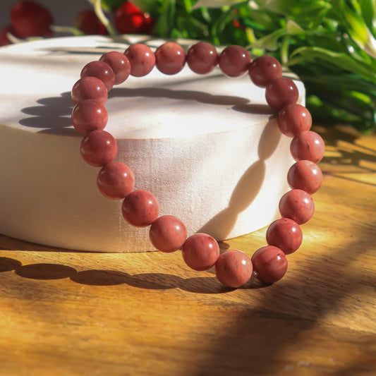 Real Thulite Bead Bracelet