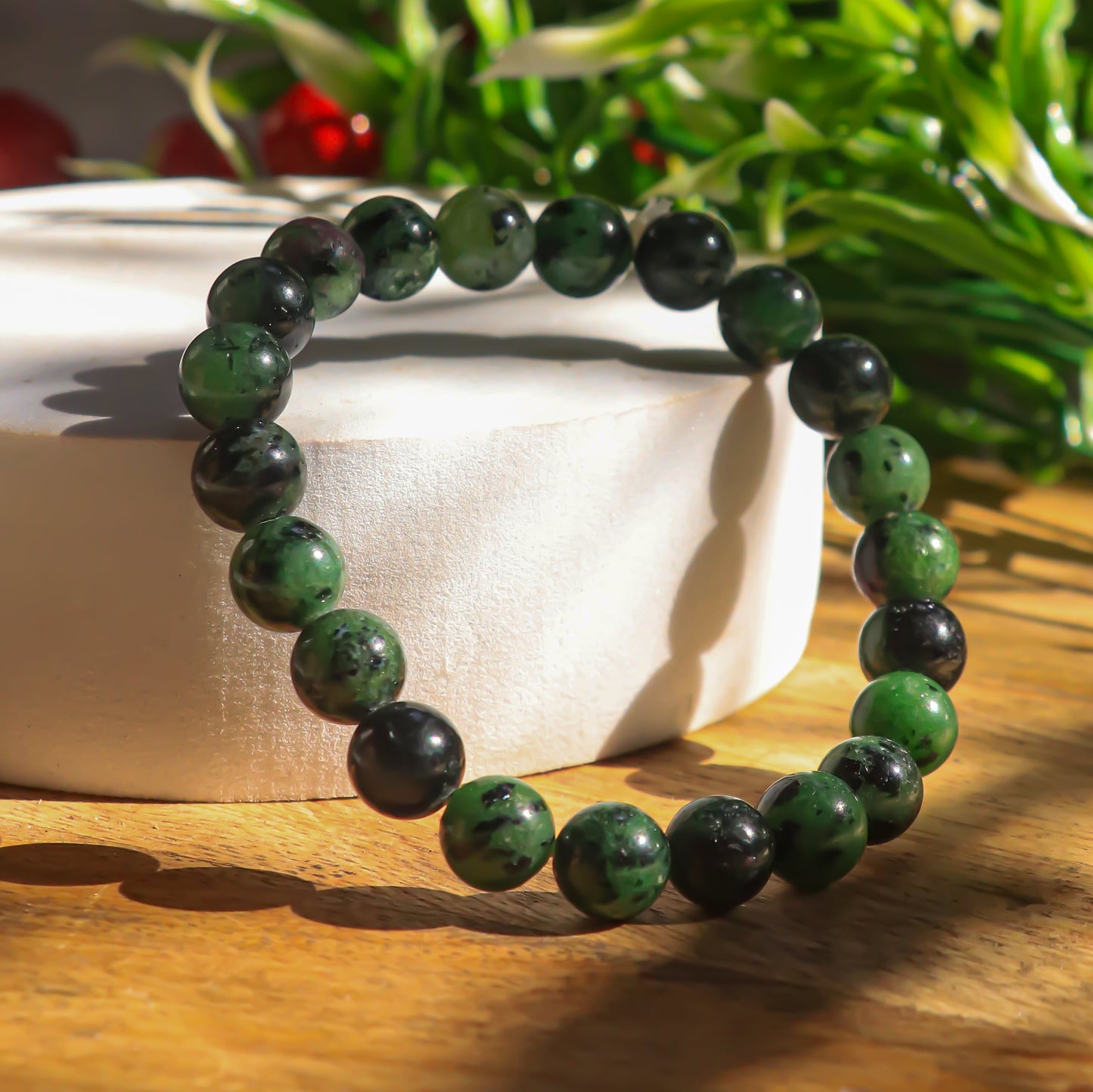 Real Ruby Zoisite Bead Bracelet