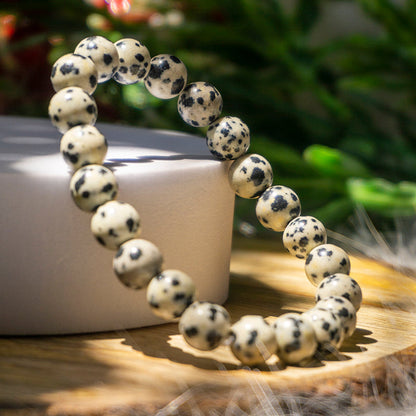 Dalmation Bracelet Jasper Crystal And Stone Bead Bracelet Jewellery 8 mm