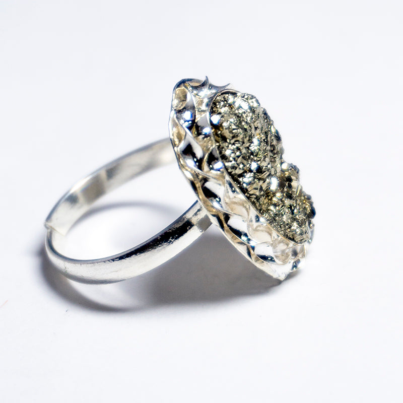 Pyrite Crystal And Stone Ring Jewellery