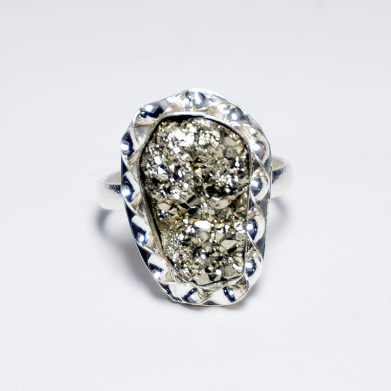 Pyrite Crystal And Stone Ring Jewellery