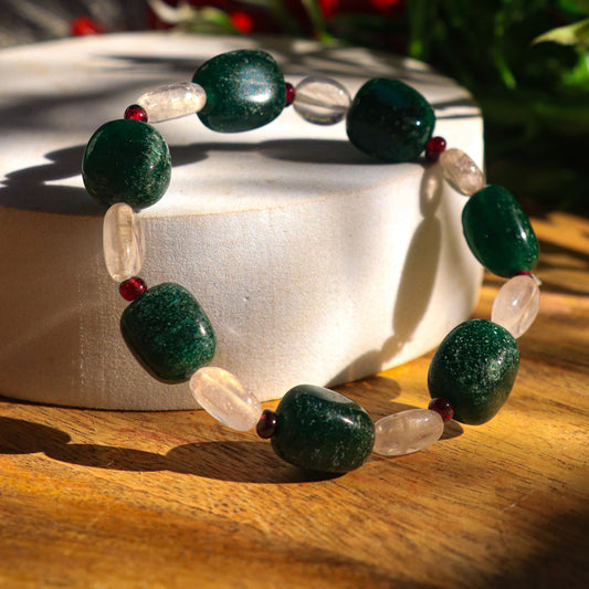 Real Achieving Success,Powering Through,Success And Fame Combination Bracelet-Garnet+Rosequartz +Aventurine Beads.