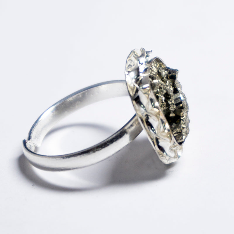 Pyrite Crystal And Stone Ring Jewellery