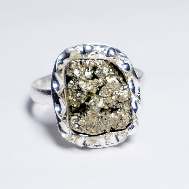 Pyrite Crystal And Stone Ring Jewellery