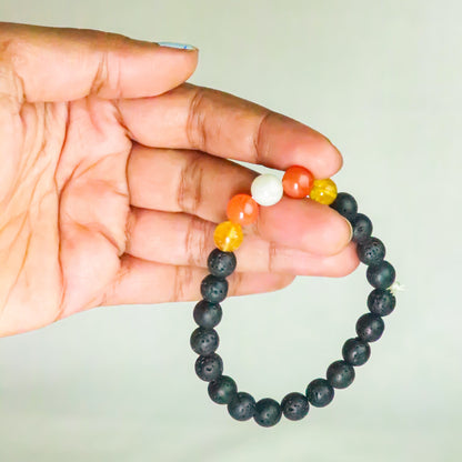 Real The Pcos Combination Bracelet - Lava+Carnelian+Citrine+Moonstone beads.