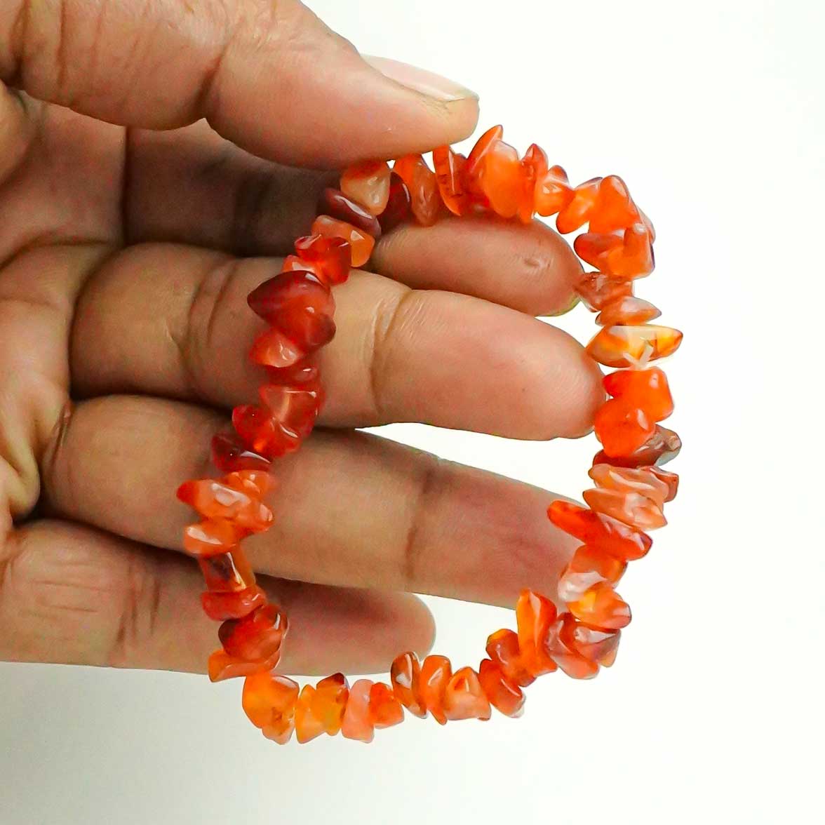 Real Red Carnelian Crystal Chip Bracelet