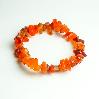 Real Red Carnelian Crystal Chip Bracelet