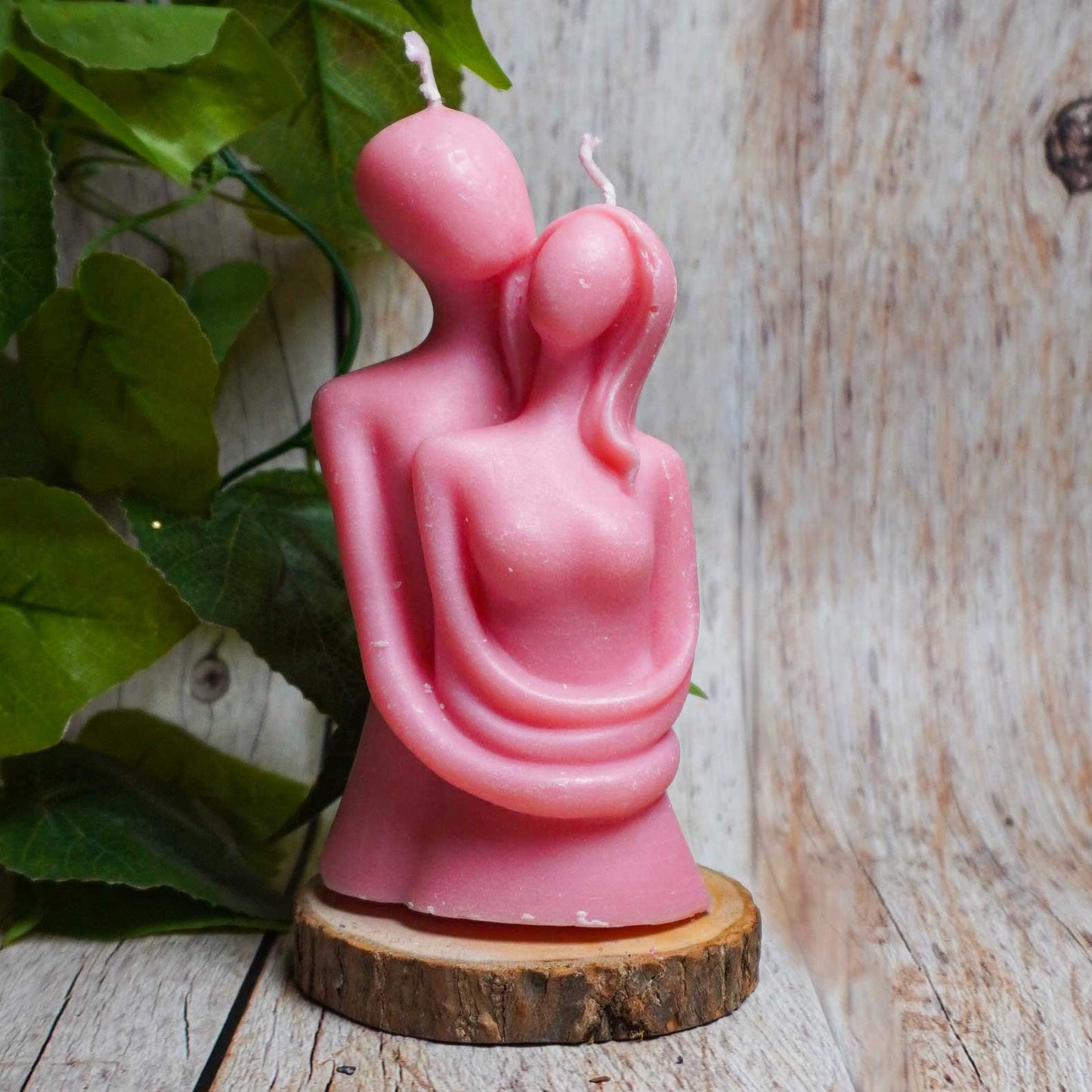 Real Couple Hugging Figure Candle Light Pink