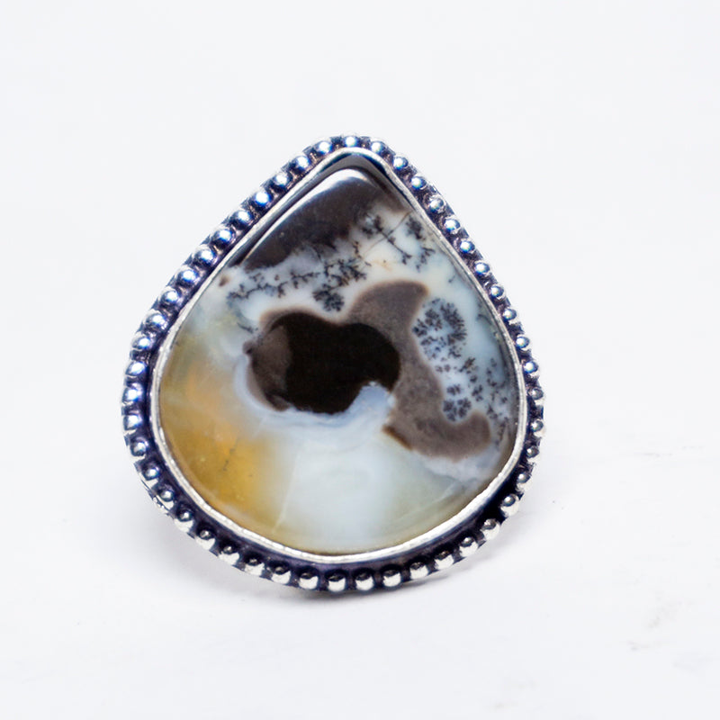 Dendritic Agate Crystal And Stone Ring Jewellery