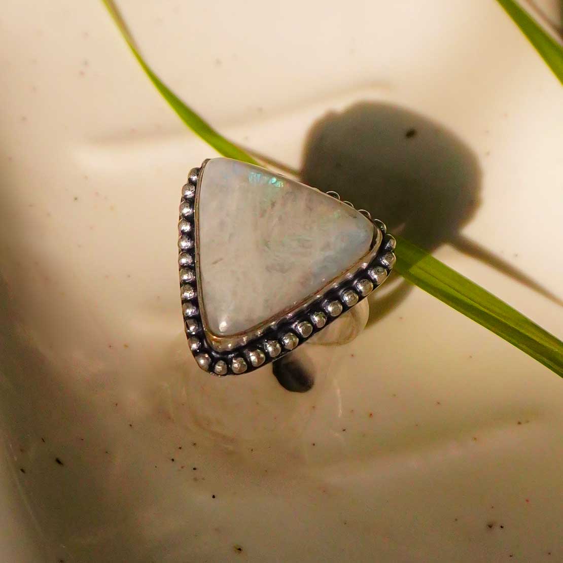 Real Moonstone Crystal Ring