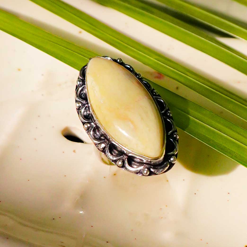 Real Lemon Jade Crystal Ring