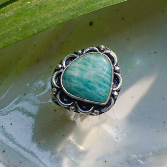 Real Amazonite Crystal Ring