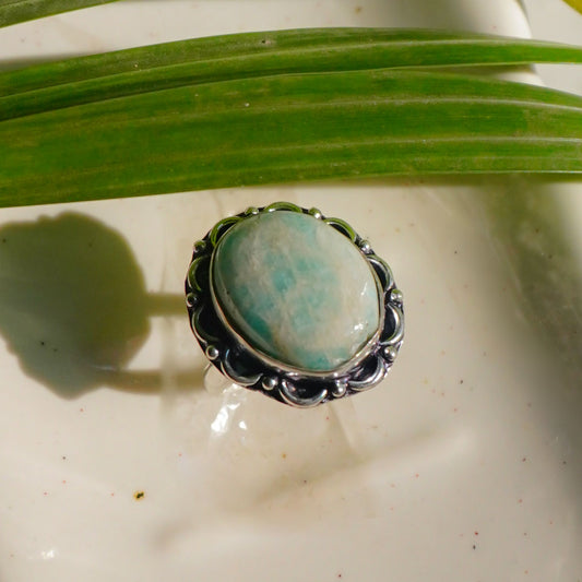 Real Amazonite Crystal Ring