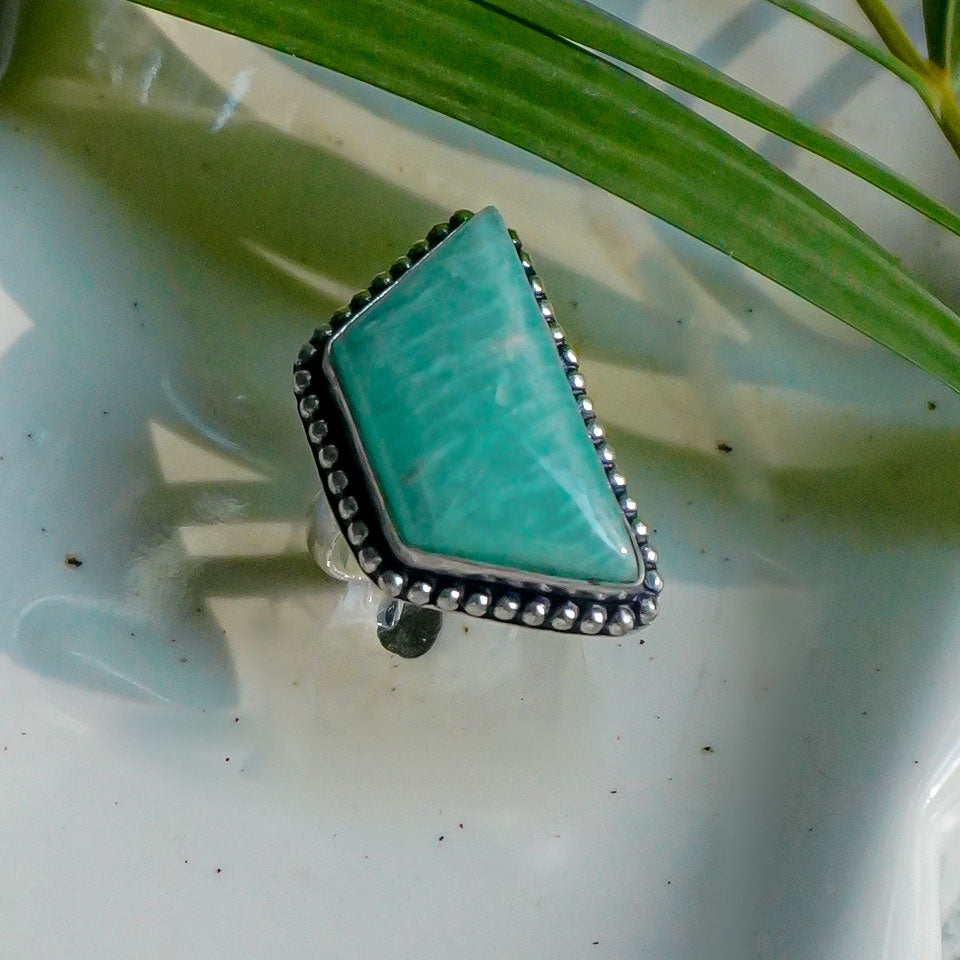 Real Amazonite Crystal Ring