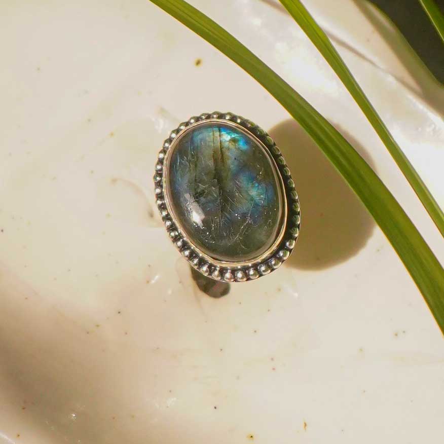 Labradorite Crystal Ring