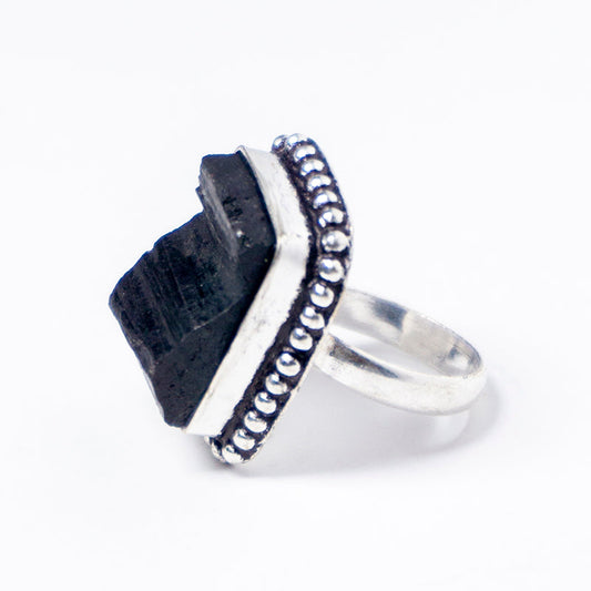 Black Tourmaline Crystal Ring