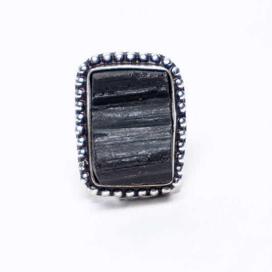 Black Tourmaline Crystal Ring