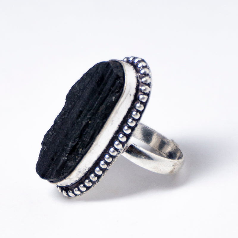 Black Tourmaline Crystal And Stone Ring Jewellery