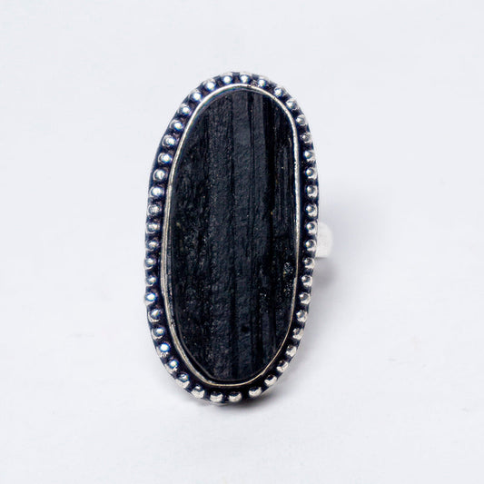 Black Tourmaline Crystal And Stone Ring Jewellery