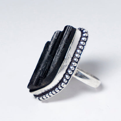 Black Tourmaline Crystal And Stone Ring Jewellery