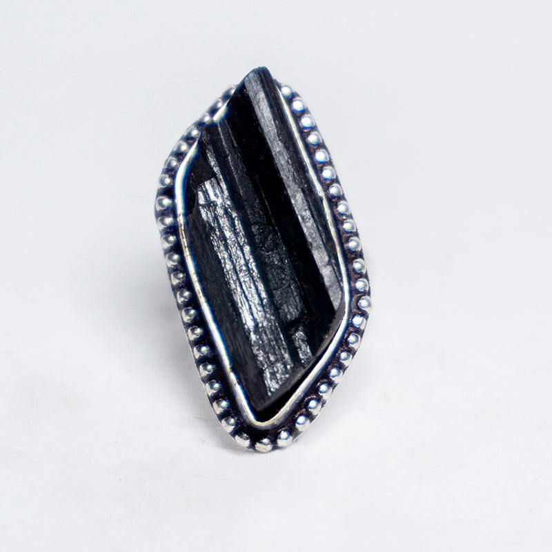 Black Tourmaline Crystal And Stone Ring Jewellery