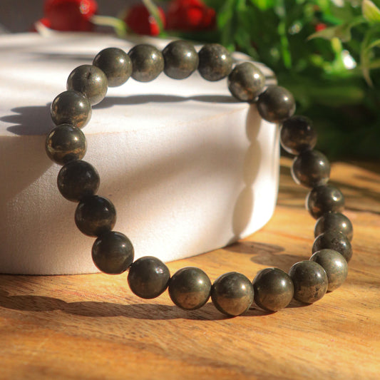 Real Pyrite Bead Bracelet