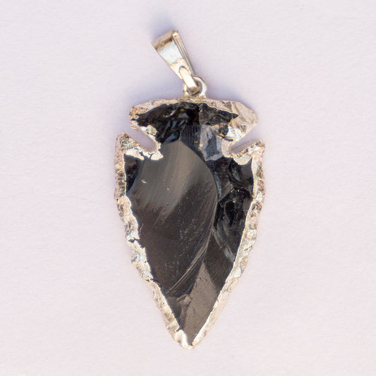 Black Obsidian Pendant  Crystal And Stone Necklace Arrowhead Pendant Jewellery