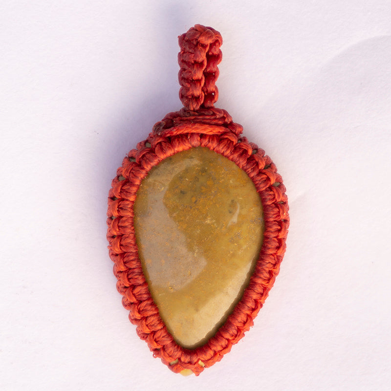 Yellow Jasper Crystal And Stone Necklace Crochet Pendant Jewellery