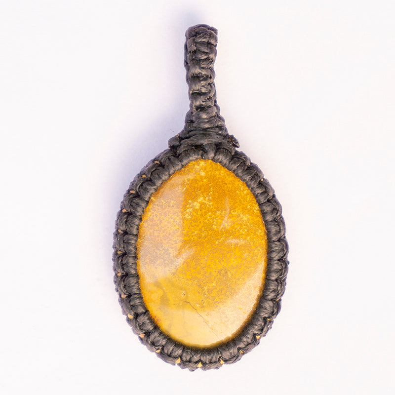 Real Yellow Jasper Crystal And Stone Necklace Crochet Pendant Jewellery