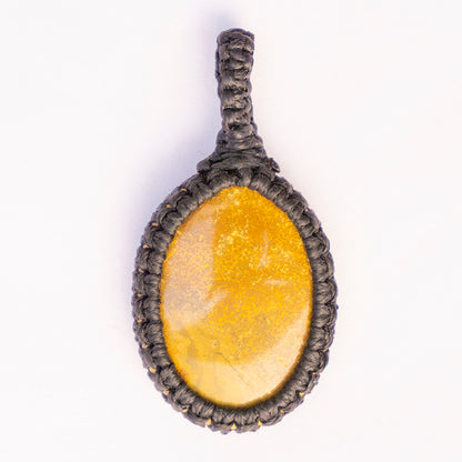 Real Yellow Jasper Crystal And Stone Necklace Crochet Pendant Jewellery