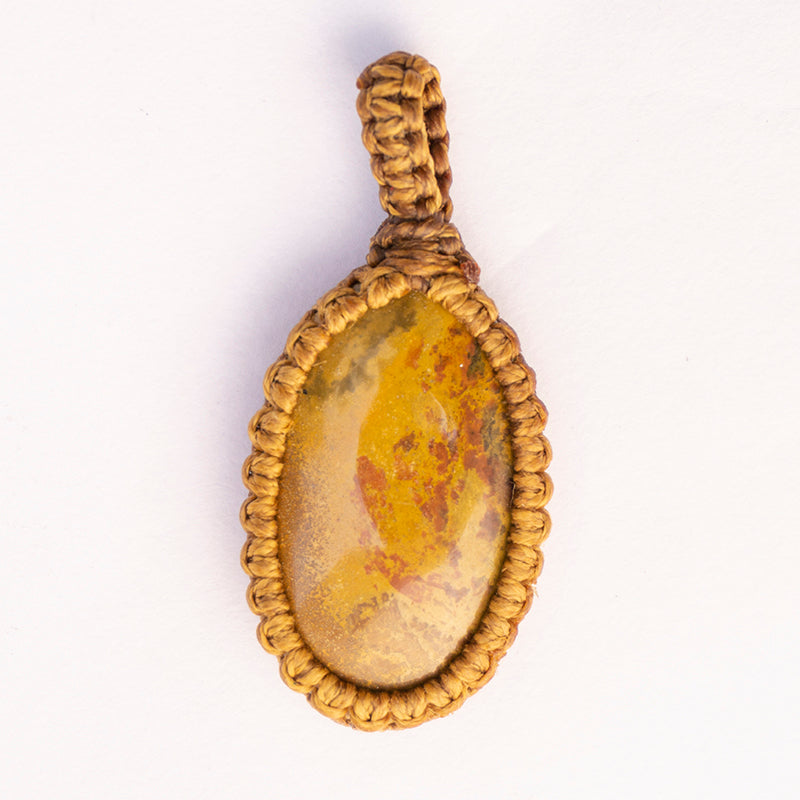 Real Yellow Jasper Crystal And Stone Necklace Crochet Pendant Jewellery