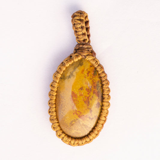 Real Yellow Jasper Crystal And Stone Necklace Crochet Pendant Jewellery