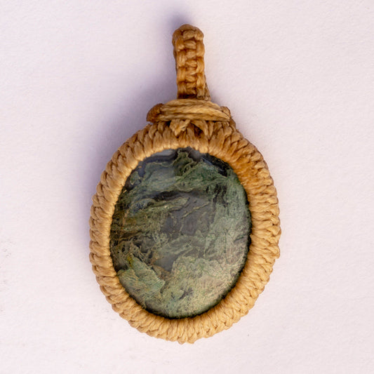 Moss Agate Crystal And Stone Necklace Crochet Pendant Jewellery