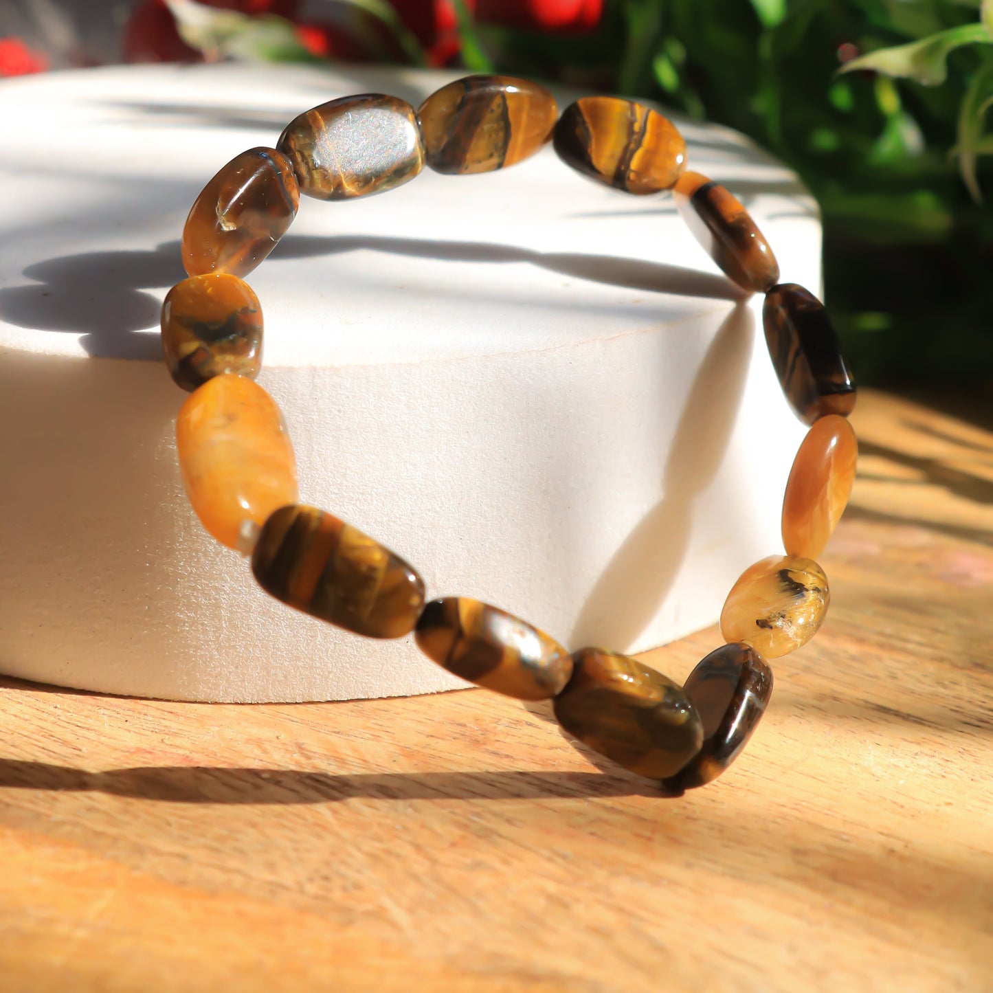 Real Tiger Eye Tumble Bracelet